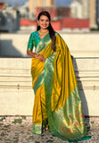 Mehendi Green Gala Silk Saree with Paithani Pallu Kadiyal Zari Woven Saree