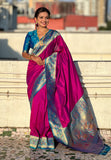Magenta Gala Silk Saree with Paithani Pallu Kadiyal Zari Woven Saree