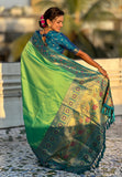 Pista Gala Silk Saree with Paithani Pallu Kadiyal Zari Woven Saree