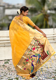 Yellow Organza Paithani Zari Woven Saree