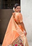 Peach Organza Paithani Zari Woven Saree
