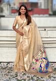 Chickoo Organza Paithani Zari Woven Saree