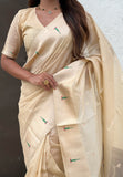 Chickoo Organza Paithani Zari Woven Saree