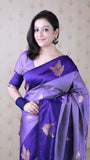 Violet Soft Silk Dusty Concept Floral Zari Woven Saree