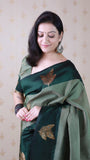Grey Soft Silk Dusty Concept Floral Zari Woven Saree