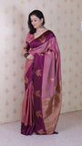 Coral Pink Soft Silk Dusty Concept Floral Zari Woven Saree