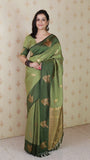 Green Soft Silk Dusty Concept Floral Zari Woven Saree