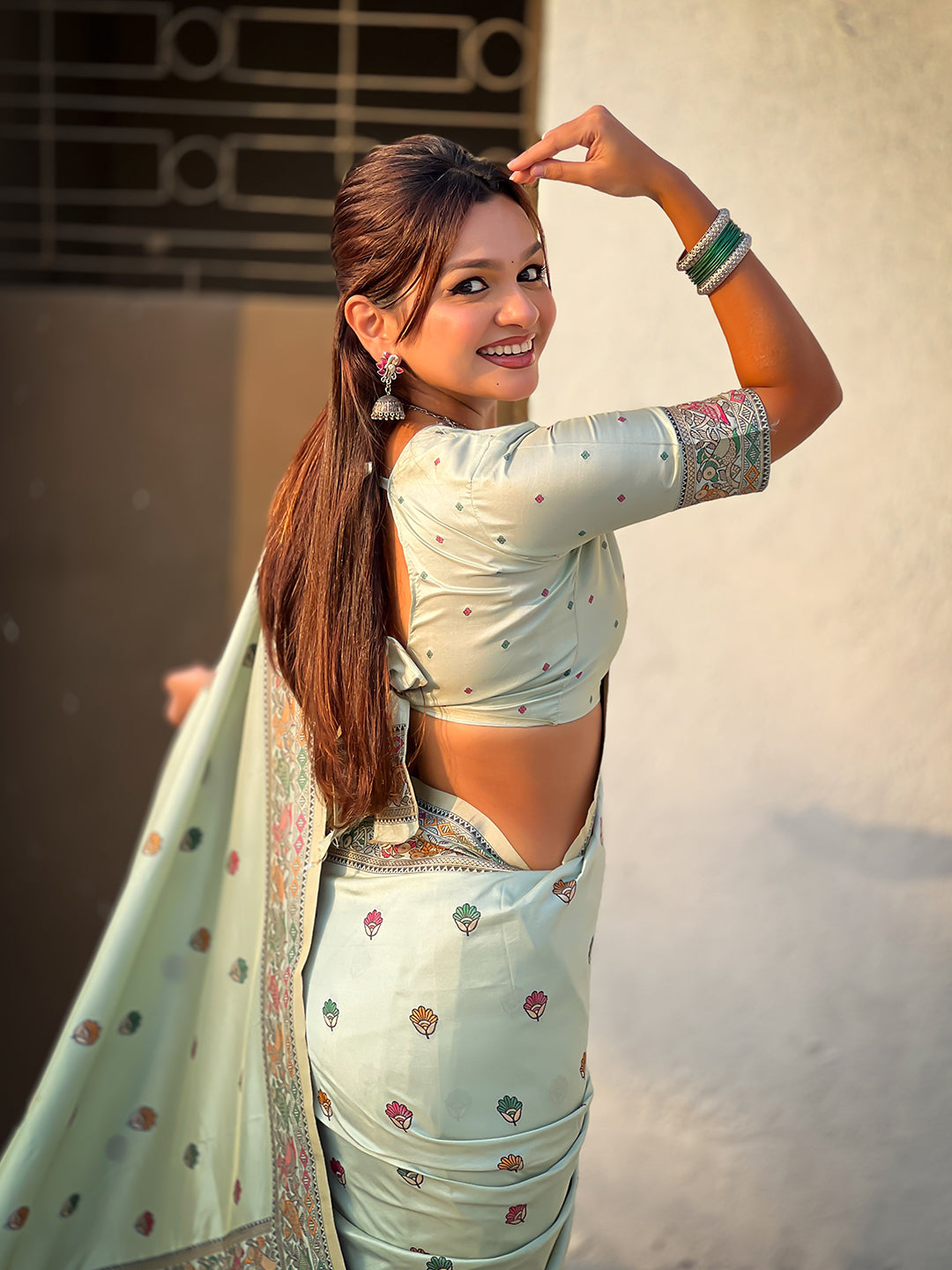 Sky Blue Baluchari Silk Zari Woven Saree