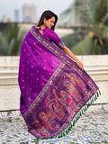 Purple Baluchari Silk Zari Woven Saree