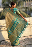 Chickoo Pure Tissue Zari Woven Saree with Contrast Weaves
