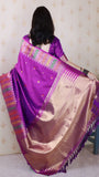Purple Soft Silk Meenakari Zari Woven Saree with Temple Border