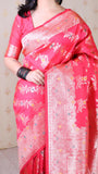 Pink Soft Silk Banarasi Jaal Meenakari Zari Woven Saree