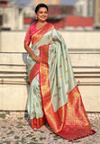 Sky Blue Soft Silk Saree with Flower Butta Meenakari Zari Woven Saree