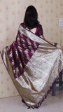 Wine Soft Silk Banarasi Jaal Meenakari Zari Woven Saree