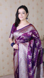 Purple Soft Silk Banarasi Jaal Meenakari Zari Woven Saree