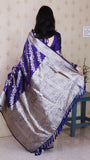 Violet Soft Silk Banarasi Jaal Meenakari Zari Woven Saree