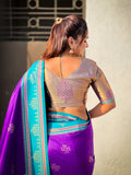 Purple Soft Silk Traditional Zari Contrast Woven Saree