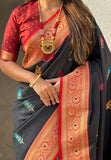 Black Soft Silk Saree with Flower Butta Meenakari Zari Woven Saree