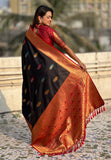 Black Soft Silk Saree with Flower Butta Meenakari Zari Woven Saree
