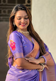 Lavender Zari Woven Vitthala God Special Traditional Paithani Silk Saree