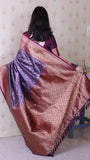 Lavender Soft Silk Banarasi ZigZag Meenakari Zari Woven Saree