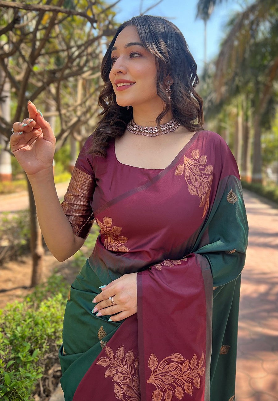 zari border silk saree with pallu