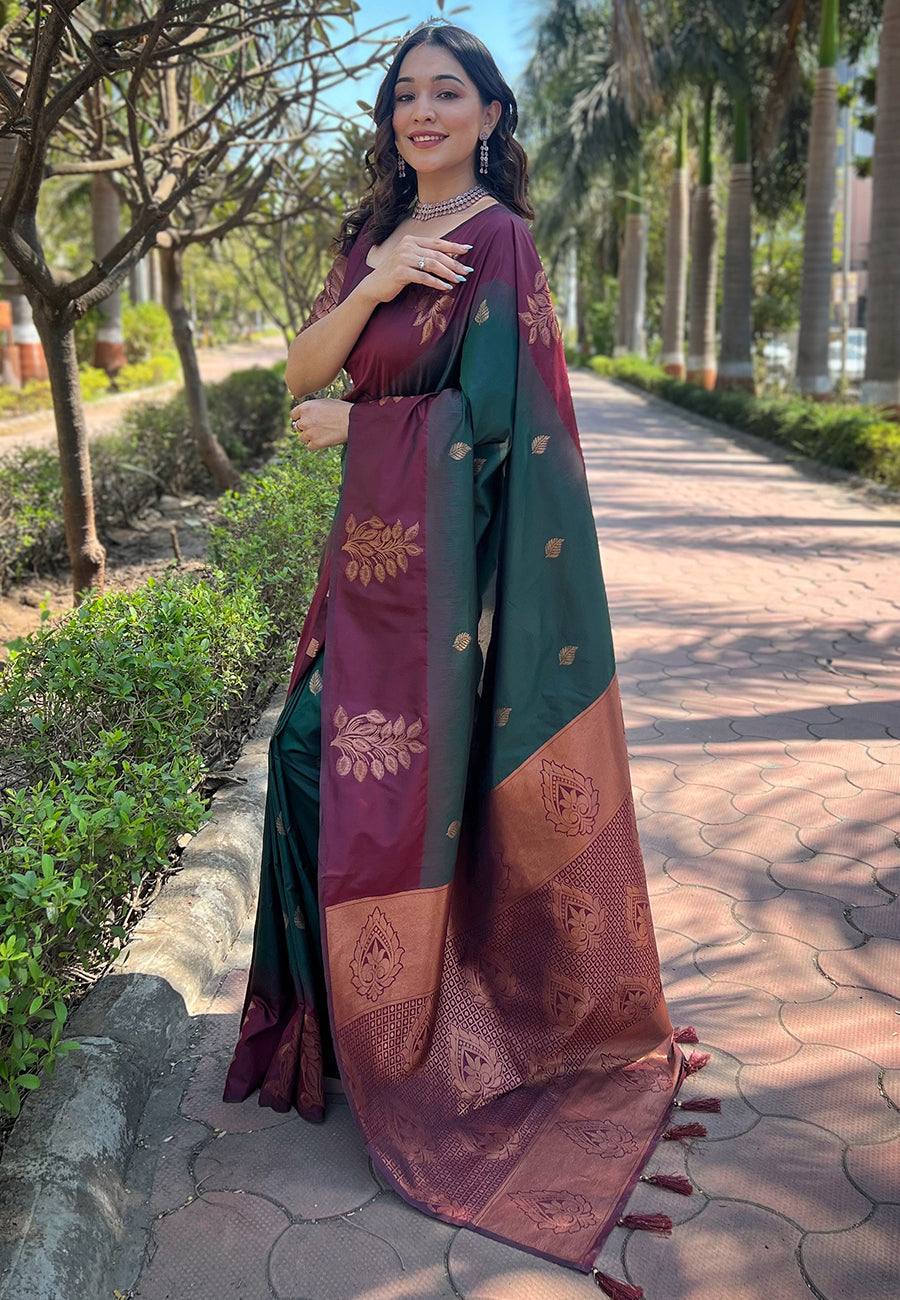 contrast border silk saree