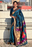 Denim Zari Woven Vitthala God Special Traditional Paithani Silk Saree