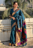 Denim Zari Woven Vitthala God Special Traditional Paithani Silk Saree