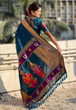 Denim Zari Woven Vitthala God Special Traditional Paithani Silk Saree