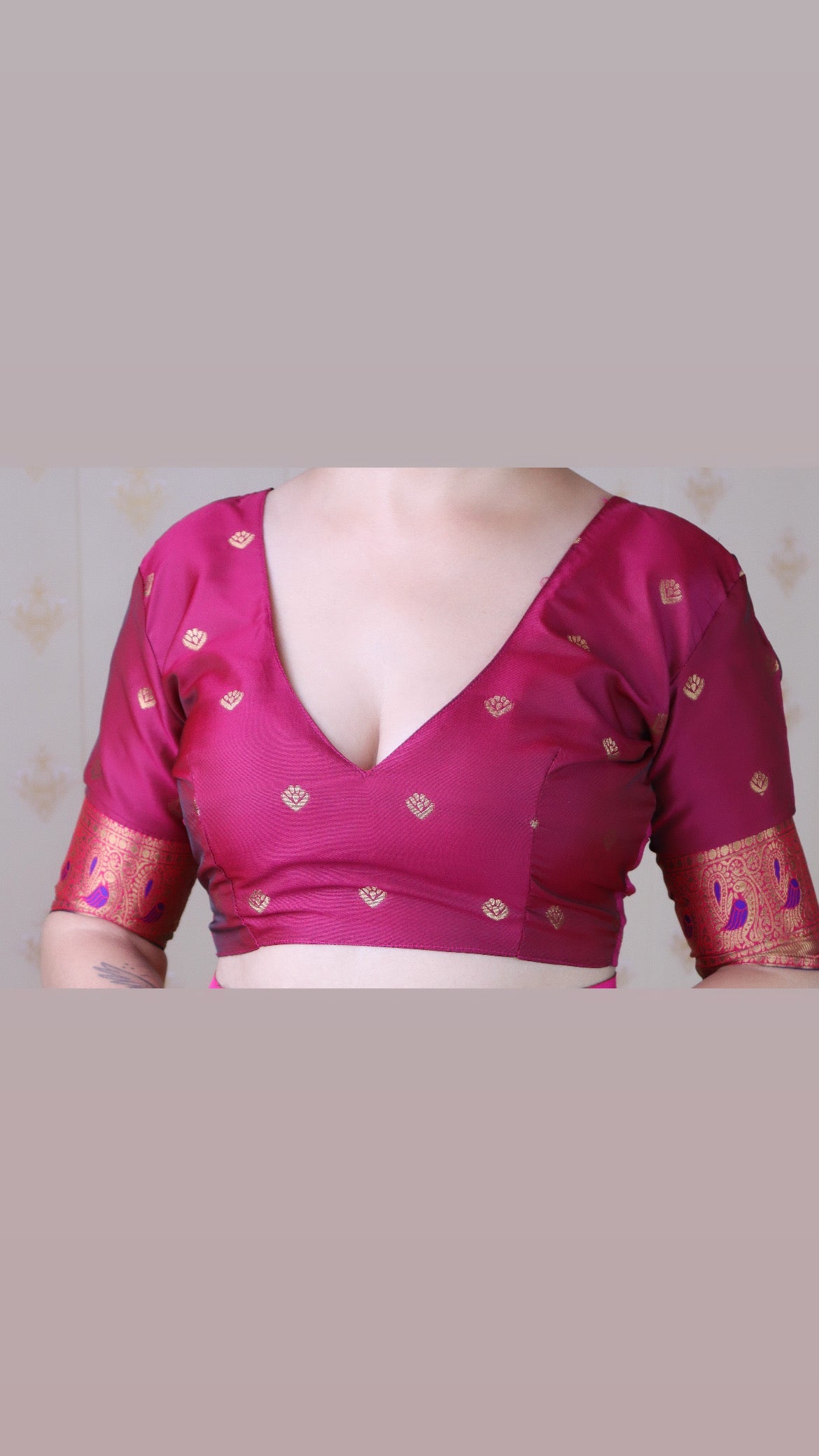 Violet Soft Silk Banarasi Peacock Zari Woven Saree