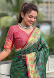 Green Soft Patola Silk Meenakari Zari Woven Saree