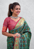 Green Soft Patola Silk Meenakari Zari Woven Saree