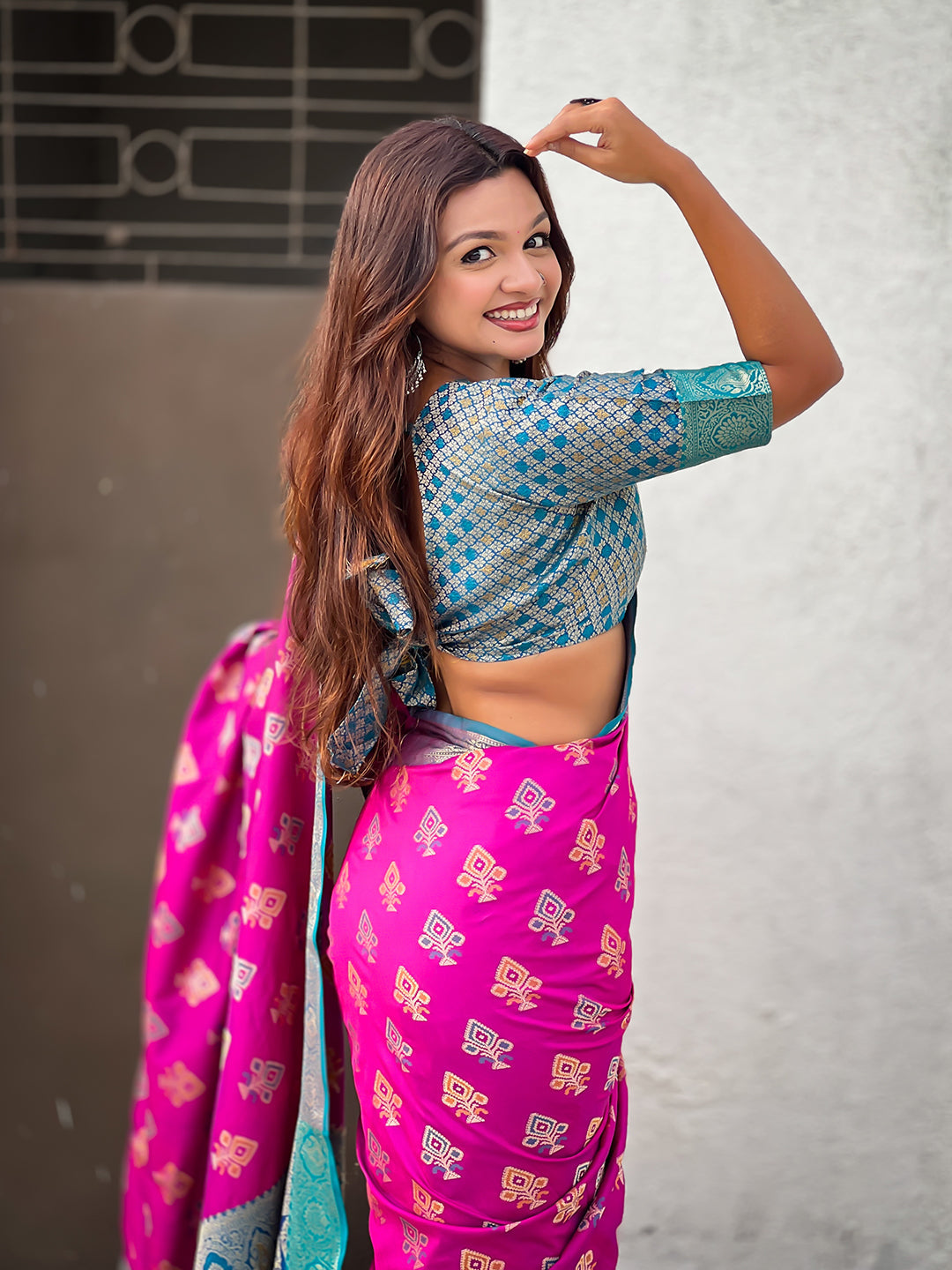 Purple Soft Silk Zari Woven Ikkat Patola Saree with Contrast Weaves