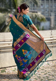 Green Zari Woven Vitthala God Special Traditional Paithani Silk Saree