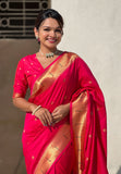 Pink Zari Woven Vitthala God Special Traditional Paithani Silk Saree