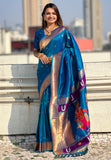 Rama Blue Zari Woven Vitthala God Special Traditional Paithani Silk Saree