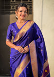 Violet Zari Woven Vitthala God Special Traditional Paithani Silk Saree