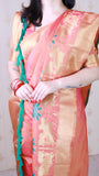 Peach Soft Silk Saree with Kamdhenu Weaves Zari Woven Saree