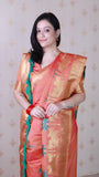 Peach Soft Silk Saree with Kamdhenu Weaves Zari Woven Saree