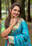 Sky Blue Soft Patola Silk Meenakari Zari Woven Saree