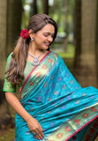 Sky Blue Soft Patola Silk Meenakari Zari Woven Saree