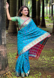 Sky Blue Soft Patola Silk Meenakari Zari Woven Saree