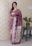 Dusty Pink Banarasi Soft Silk Silver Zari Woven Saree