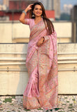 Lavender Pashmina Kashmiri Silk Zari Woven Saree