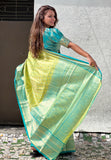 Green Kanjivaram Tissue Silk Traditional Zari Woven Saree