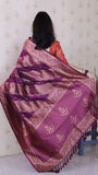 Dark Wine Soft Silk Bandhani Leheriya Zari Woven Saree