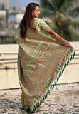 Pistachio Green Pashmina Kashmiri Silk Zari Woven Saree