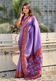 Lavender Pure Tissue Zari Woven Patola Saree with Contrast Weaves