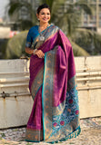 Purple Pure Tissue Zari Woven Patola Saree with Contrast Weaves